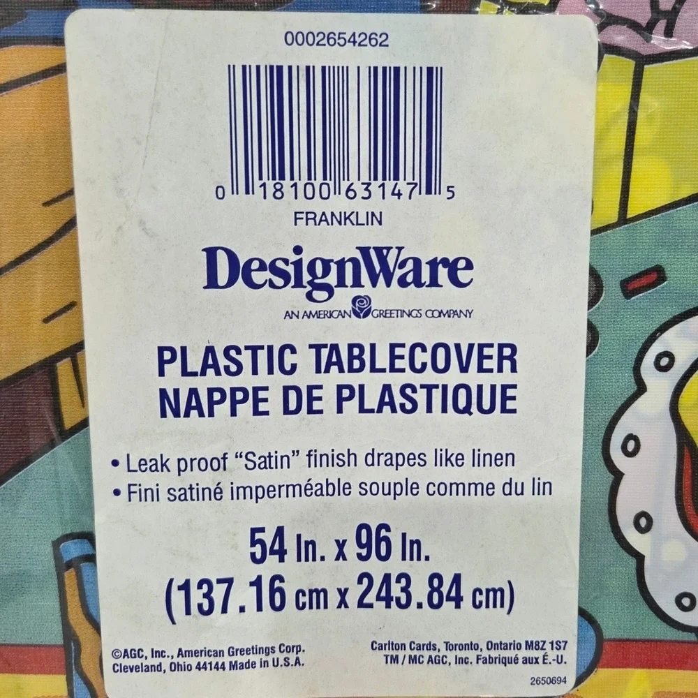 Vintage Franklin the Turtle Plastic Tablecloth DesignWare Birthday Party 54x96